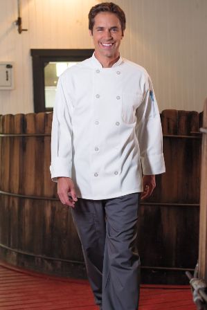 Male White Chef jacket including Embroidered El Paso Logo & Student Name