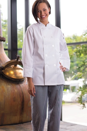 Schools: Female Chef Jacket with Embroidered Del Mar Logo