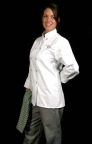Female Embroidered Chef Coat with Plastic Buttons