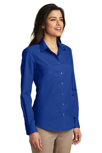 Ladies Long Sleeve Dress Shirt with embroidered NABCOT logo left chest