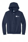 Unisex Navy Full Zip Fleece Hooded Sweatshirt  with 3" CVTC Embroidered Logo