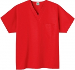 Red V-neck unisex scrub Top