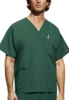 Hunter Green Unisex V-neck Scrub Top including embroidered WSBOCES logo