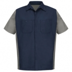 Adult Ed Short Sleeve Crew Shirt Navy with Grey contrast includes Embroidered Logo & Name