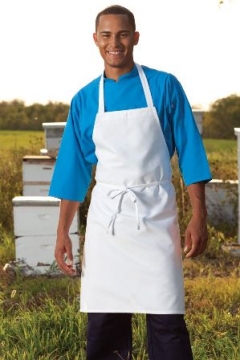 White no pocket Bib Apron including one Pop-Up Logo